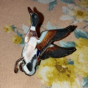 Chic Avian Brooch - Black, White, Brown By Mafco Vintage